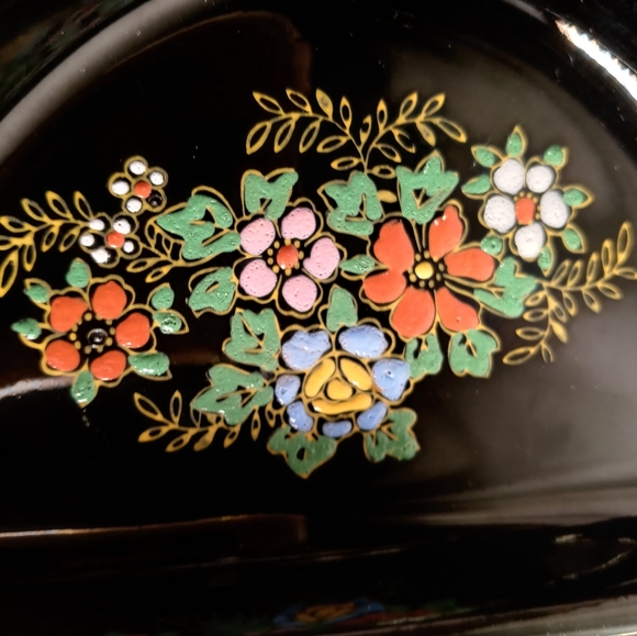 VINTAGE SNACK DISH TASHIRO SHOTEN JAPAN HAND PAINTED RAISED ENAMEL 1930s - Picture 9 of 10